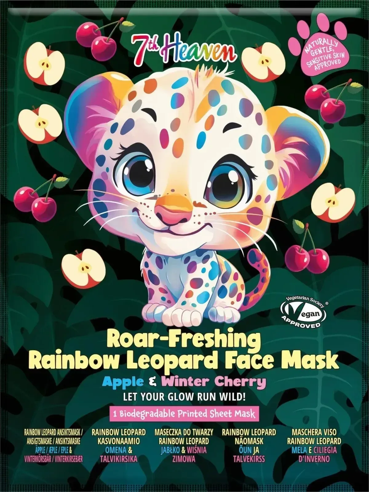 7TH HEAVEN Rainbow Leopard Mască de față hidratantă pentru copii 8+, 1 buc