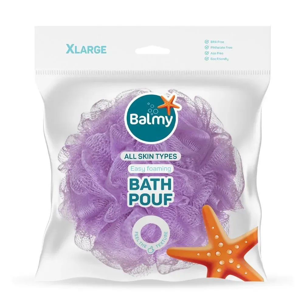 BALMY Floare de baie X-Large mov, burete pentru masaj, 60 g